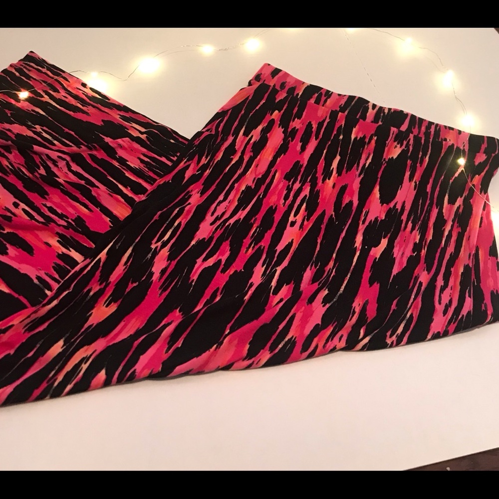 🧡Pink/orange leopard print maxi skirt